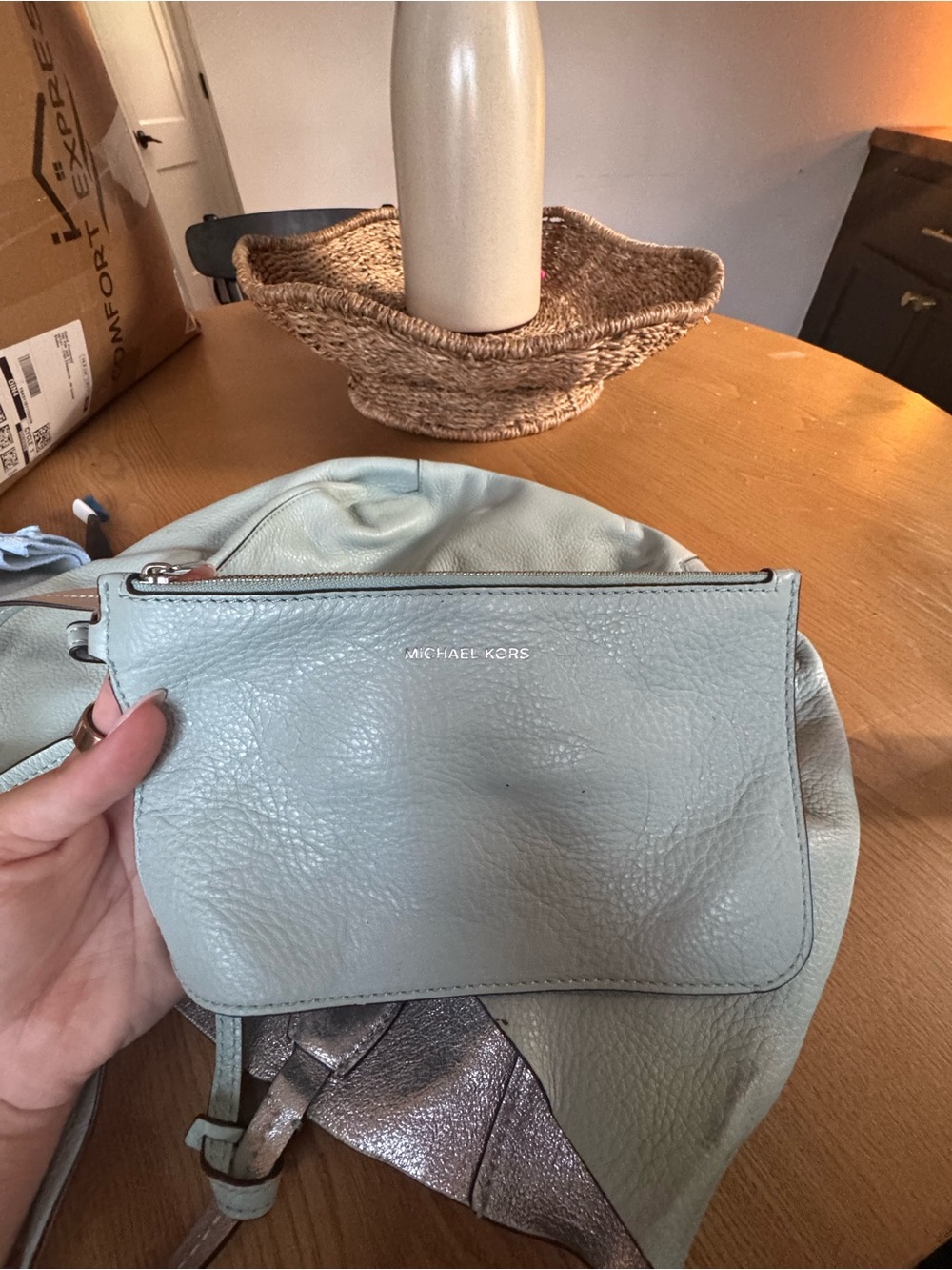 Michael Kors Pale Blue Pebbled Leather Tote - Picture 6 of 6